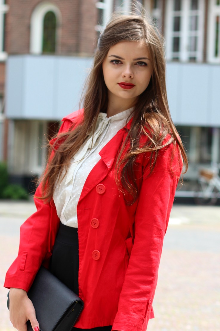 Red on sale coat h&m