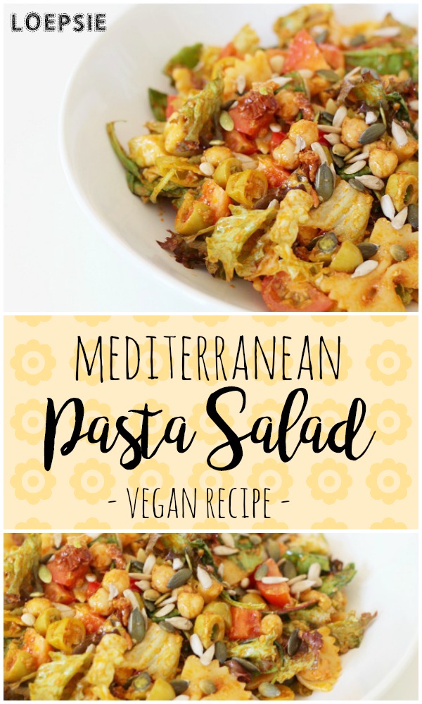 Delicious vegan Mediterranean pasta salad. Perfect to share with friends on a hot summer night :)