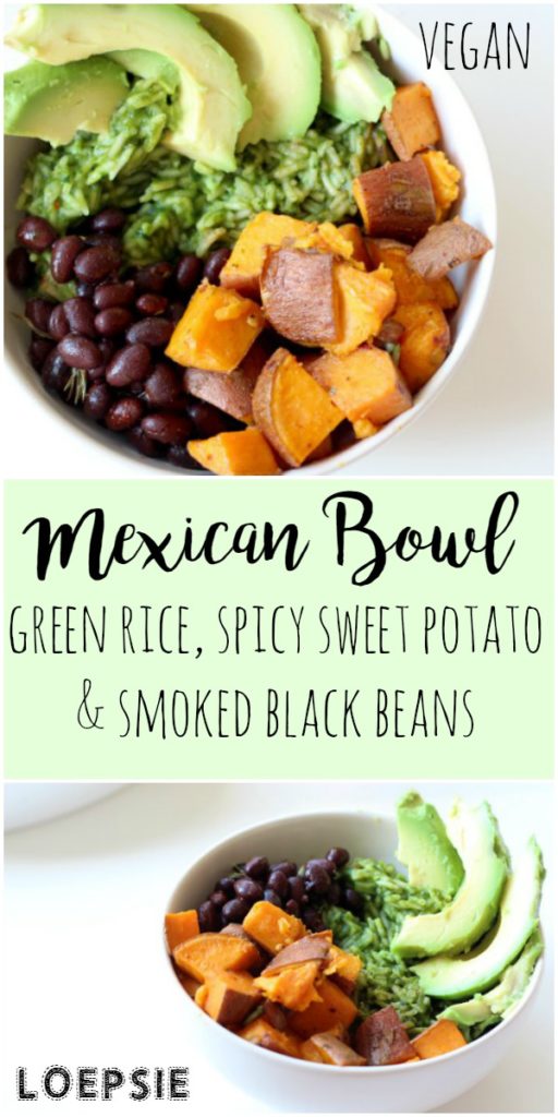Mexican Bowl with Green Rice, Sweet Potato & Smoked Beans - Loepsie